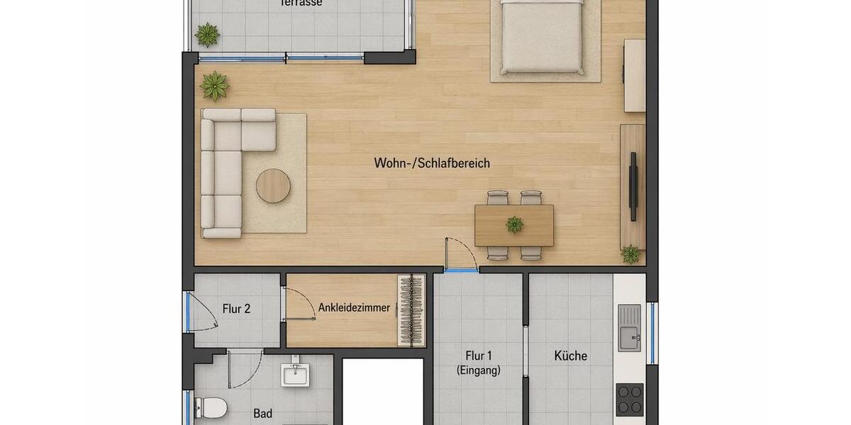 Etagenwohnung Rösrath - 1.5 Zimmer, 44 m&sup2;, 620&euro; | Angebot:26267463