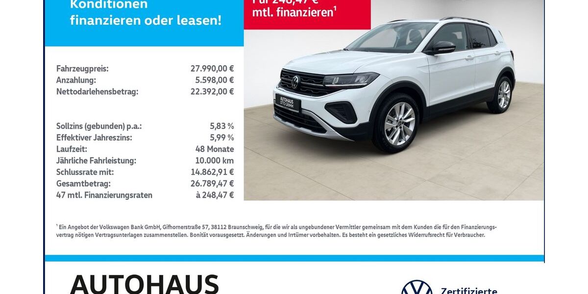 VW T-Cross 6.000 km 25.990 &euro; Bitterfeld-Wolfen 06749