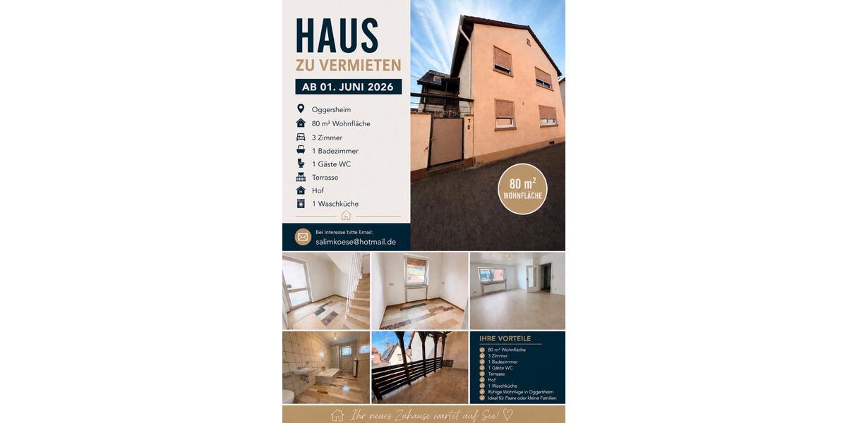 Einfamilienhaus Ludwigshafen am Rhein Edigheim - 3 Zimmer, 80 m&sup2;, 1.200&euro; | Angebot:26464868