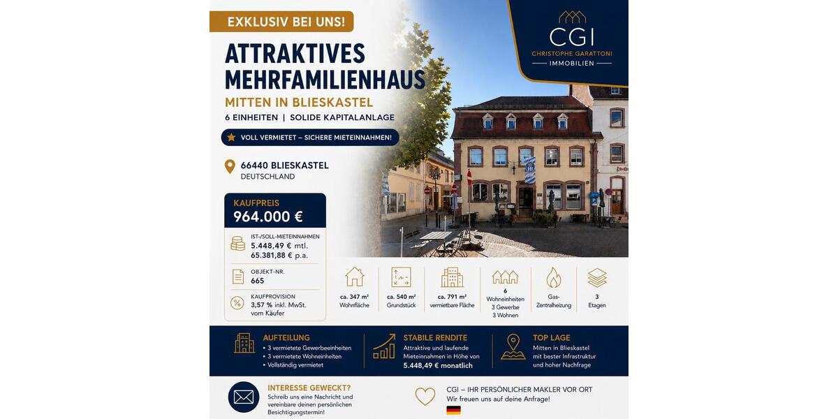 Mehrfamilienhaus, Wohnhaus Blieskastel - 20 Zimmer, 347 m&sup2;, 964.000&euro; | Angebot:27295230