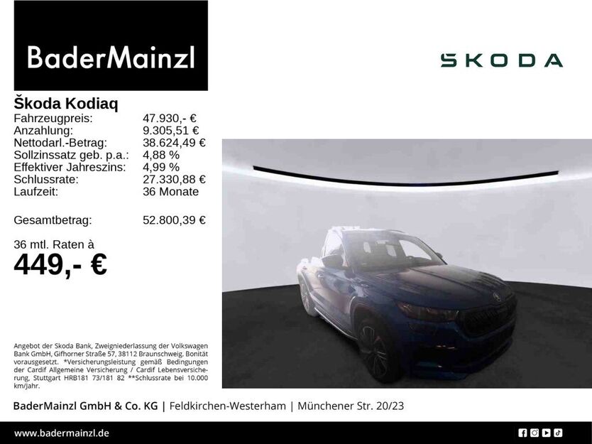 Skoda Kodiaq 32.570 km 47.930 € Feldkirchen/Westerham 83620