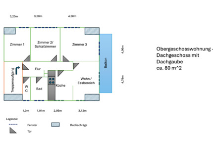 Komplett sanierte 4-Zimmer-Obergeschosswohnung mit Südbalkon zimmer