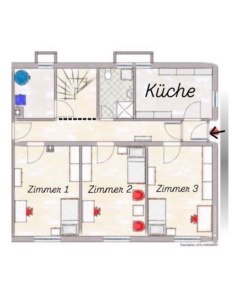 Wohnung, 3ZKB, 80qm, WG