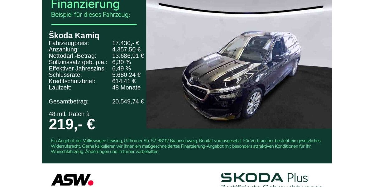 Skoda Kamiq 67.300 km 17.430 &euro; Bad Rappenau 74906