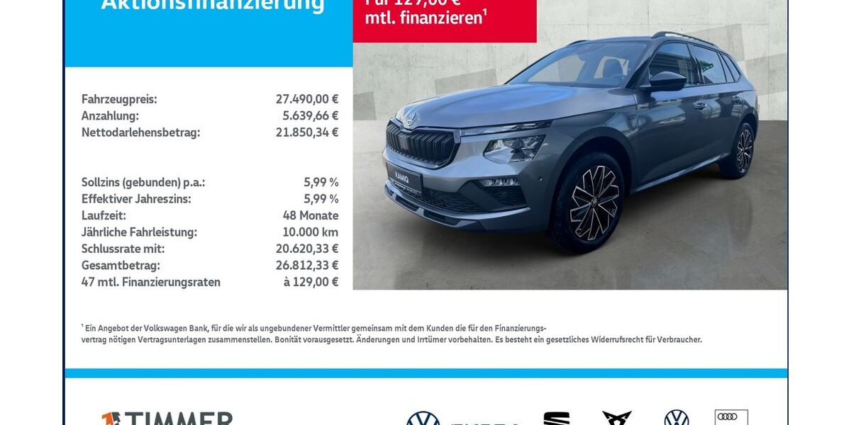 Skoda Kamiq 3.999 km 27.290 &euro; Nordhorn 48529