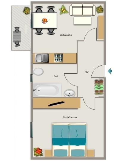 Erdgeschoßwohnung Bochum Werne - 2.5 Zimmer, 44 m&sup2;, 397&euro; | Angebot:25050129