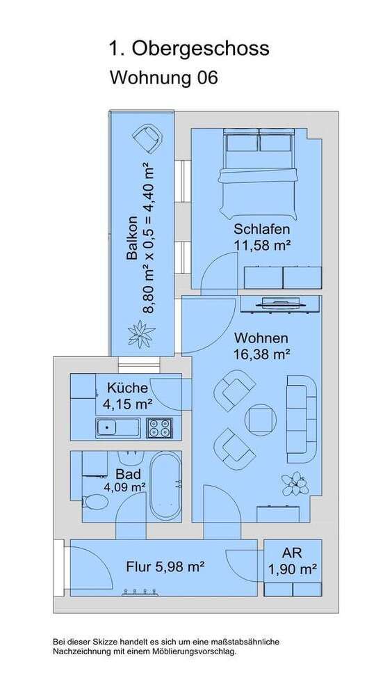 Wohnung zum Mieten in Halle 420 € 48.48 m²