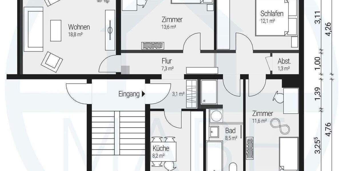 Etagenwohnung Görlitz Hagenwerder - 4 Zimmer, 130 m&sup2;, 849&euro; | Angebot:26875041