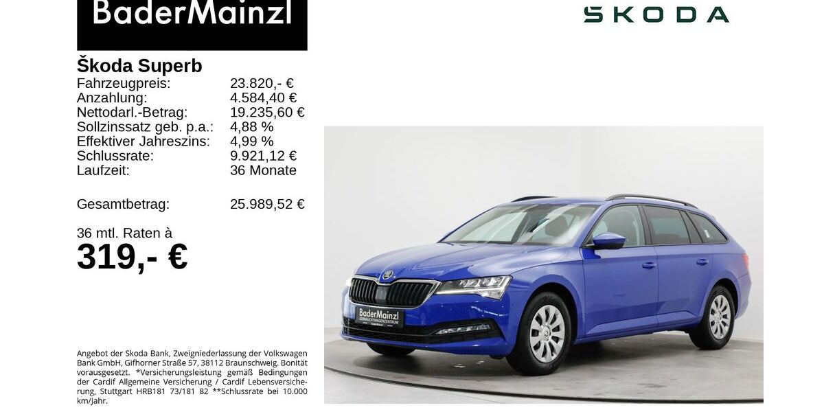 Skoda Superb 53.000 km 23.820 € Feldkirchen/Westerham 83620