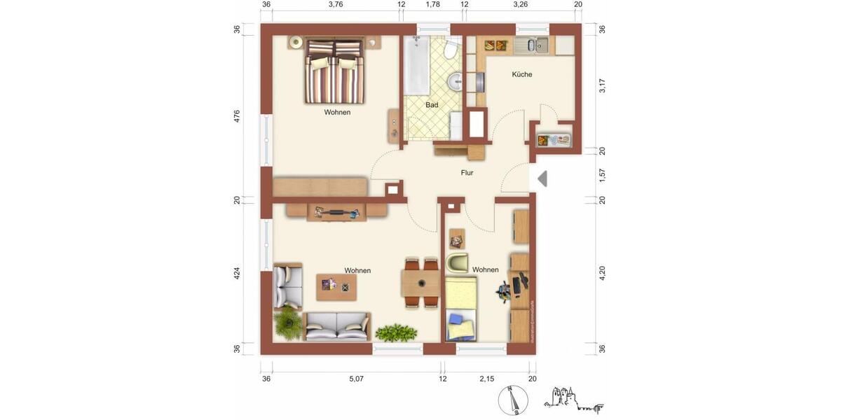 Etagenwohnung Prenzlau - 3 Zimmer, 67 m&sup2;, 459&euro; | Angebot:26443931