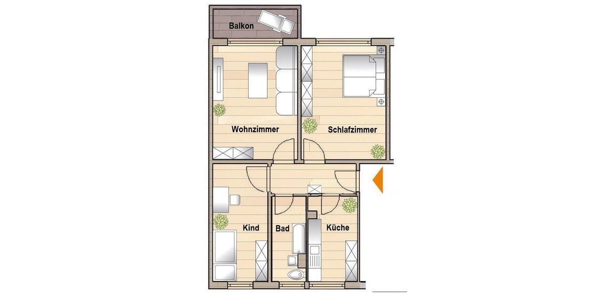 Etagenwohnung Sangerhausen - 3 Zimmer, 61 m&sup2;, 366&euro; | Angebot:26381092