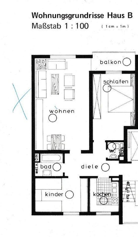 3-Zim.-Whg. mit Einbauküche, Loggia, Blick ins Grüne, Reinigungs-, Hausmeister- u. Winterservice zimmer