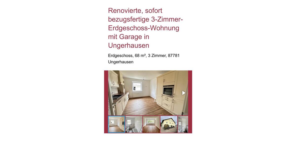 Erdgeschoßwohnung Ungerhausen - 3 Zimmer, 68 m&sup2;, 199.500&euro; | Angebot:27120596