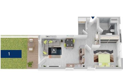 2-Zimmer NeubauWohnung inkl. EBK, Garten, Terasse & TG-Stellplatz
