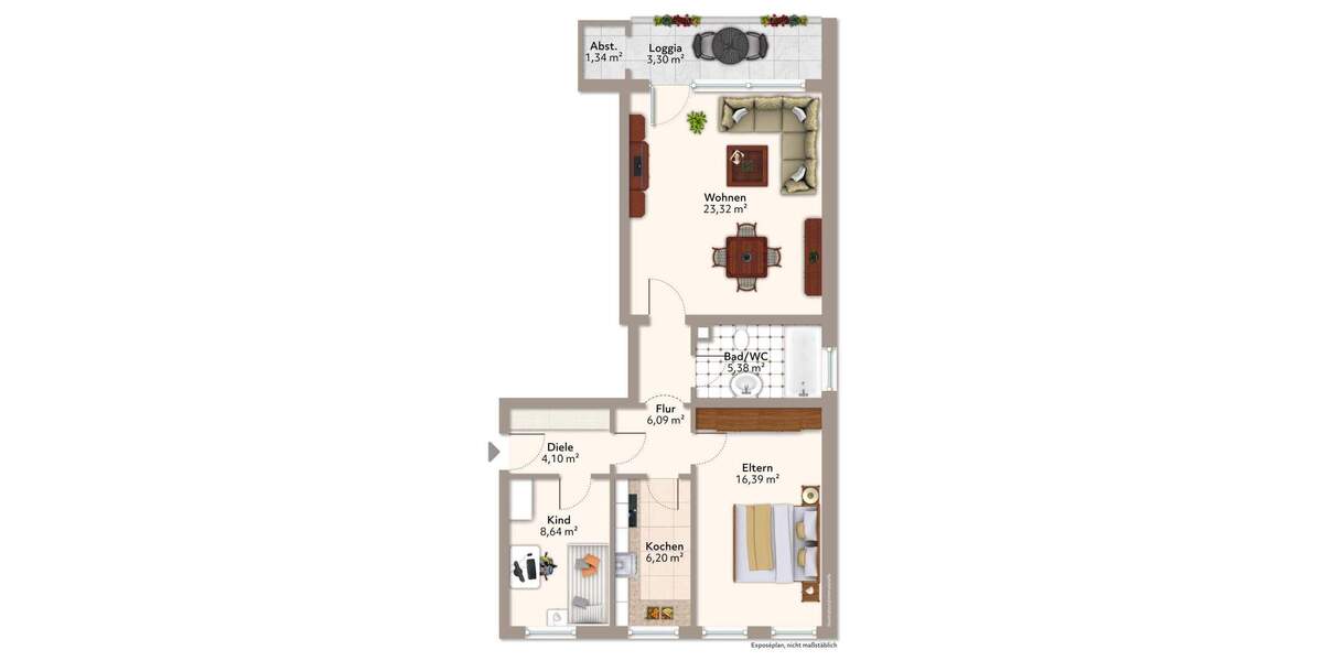 Etagenwohnung Vaterstetten Baldham - 3 Zimmer, 72 m&sup2;, 384.900&euro; | Angebot:25895839