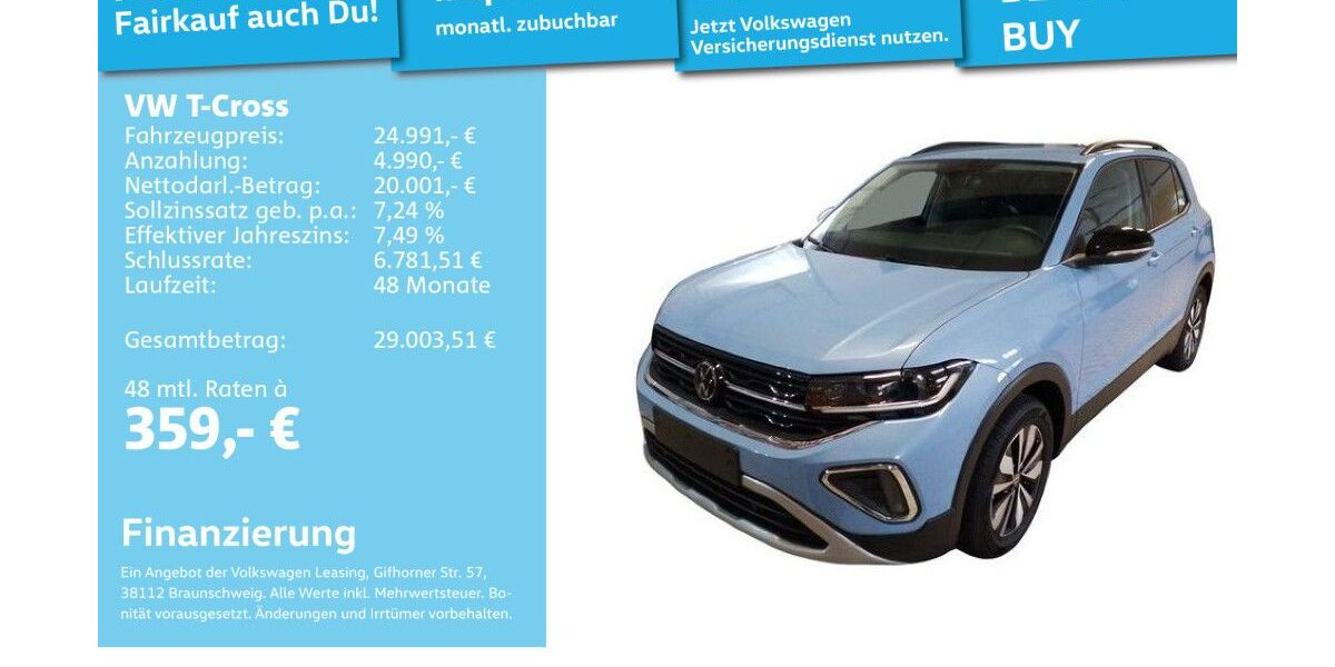 VW T-Cross 4.703 km 24.991 &euro; Mannheim 68309
