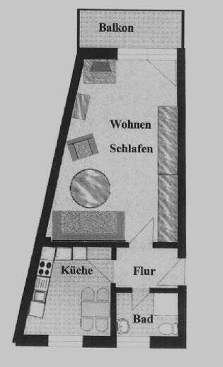 Gemütliche Ein-Zimmer-Wohnung++mit Balkon++im 1. Obergeschoss 1 zimmer