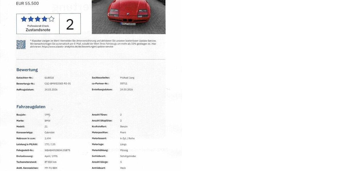 BMW Z1 87.824 km 47.500 &euro; Höchstenbach 57629
