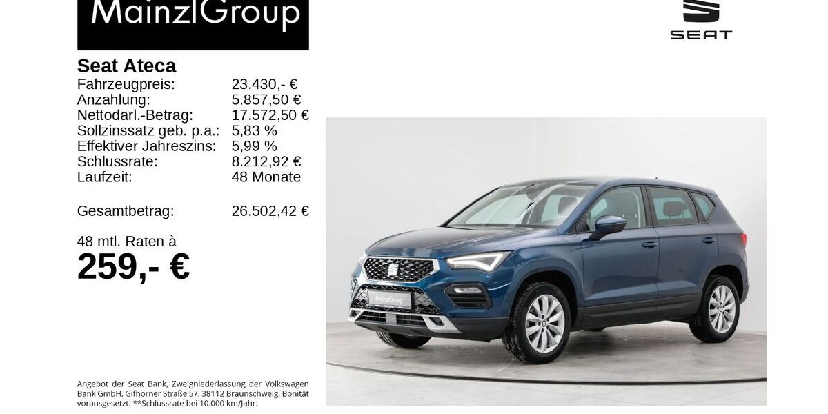 Seat Ateca 61.395 km 23.430 &euro; Feldkirchen/Westerham 83620