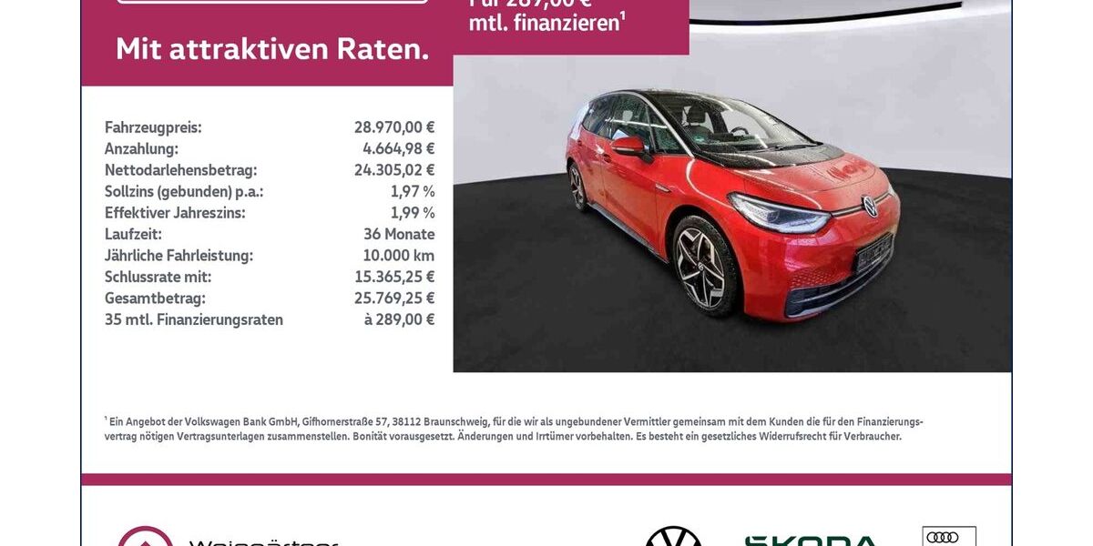 VW ID.3 47.600 km 28.970 &euro; Miesbach 83714