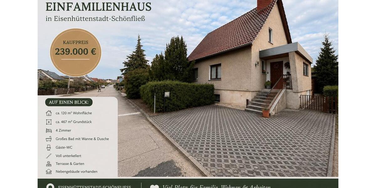 Einfamilienhaus Eisenhüttenstadt - 4 Zimmer, 120 m&sup2;, 239.000&euro; | Angebot:27489739