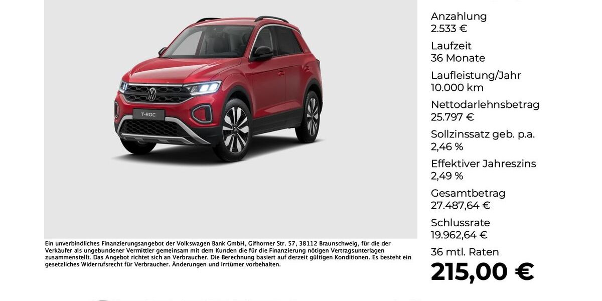 VW T-Roc 6.141 km 28.330 &euro; Osnabrück 49078