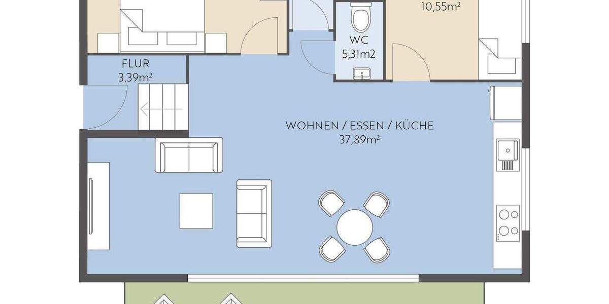 Etagenwohnung Erbach - 3 Zimmer, 80 m&sup2;, 420.000&euro; | Angebot:25737626