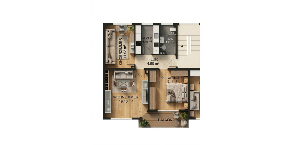 Etagenwohnung Detmold Hakedahl - 3 Zimmer, 64 m&sup2;, 197.500&euro; | Angebot:25551102