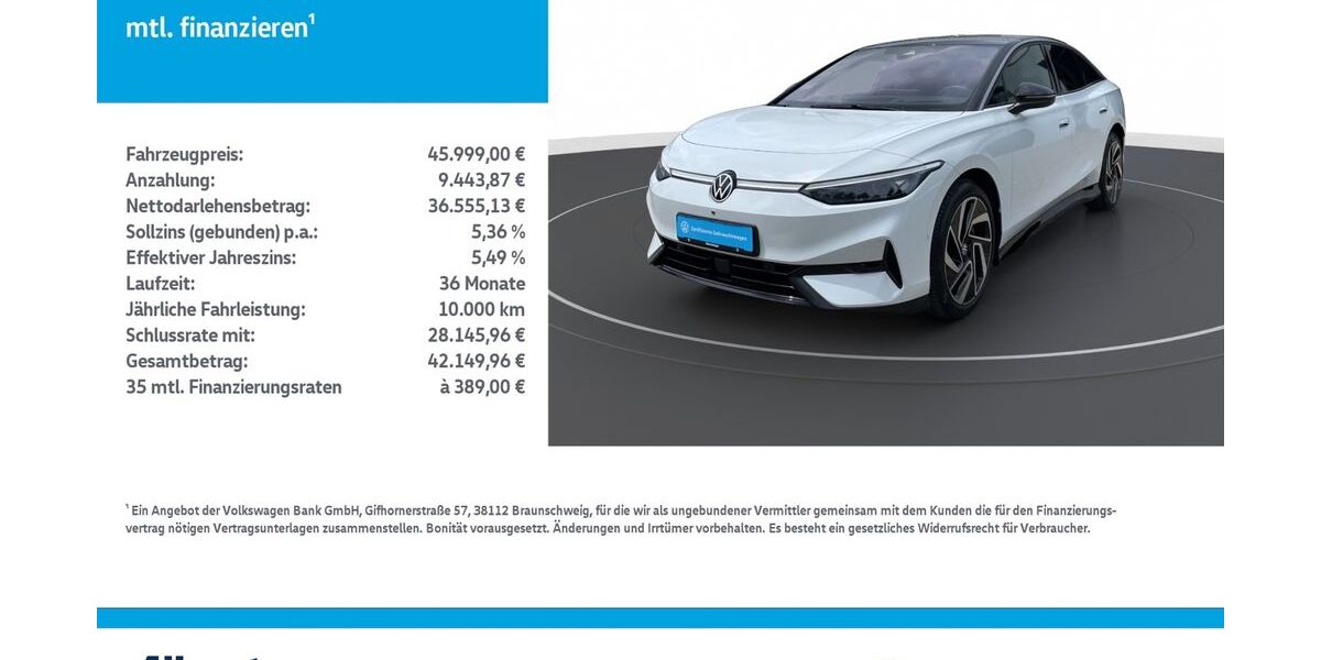 VW ID.7 17.230 km 45.999 &euro; Mühlhausen/Thüringen 99974