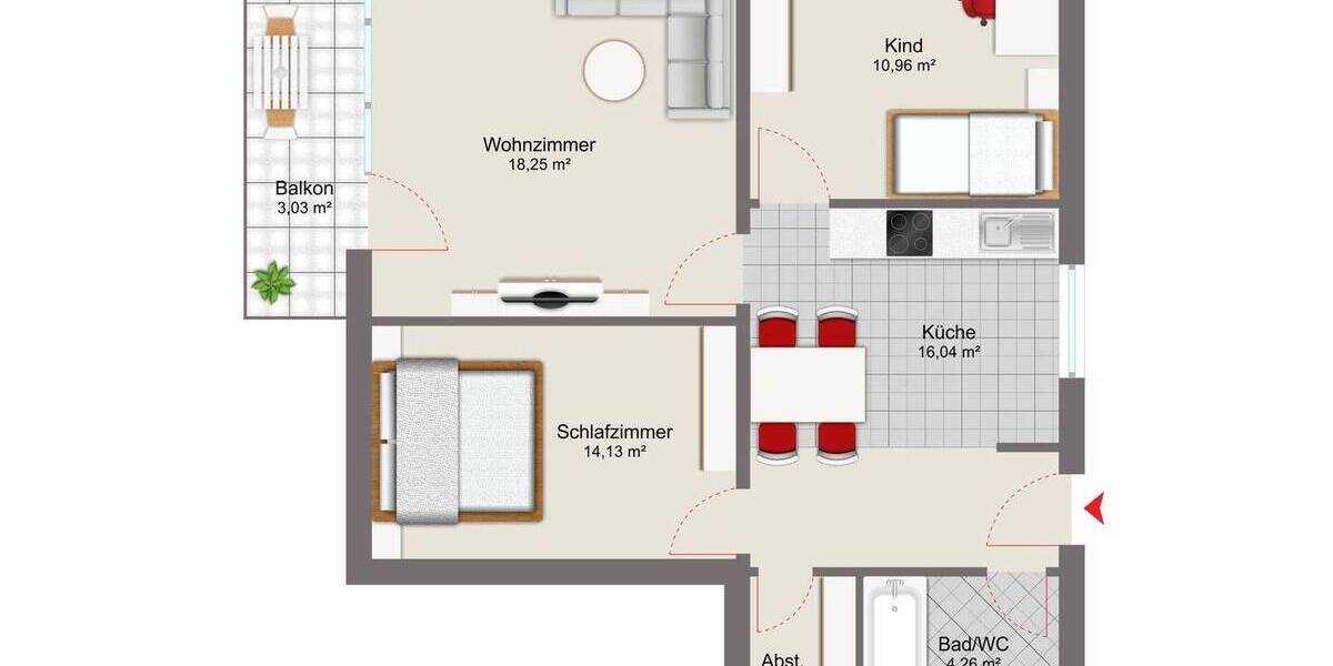 Etagenwohnung Springe - 3 Zimmer, 68 m&sup2;, 142.000&euro; | Angebot:26331208
