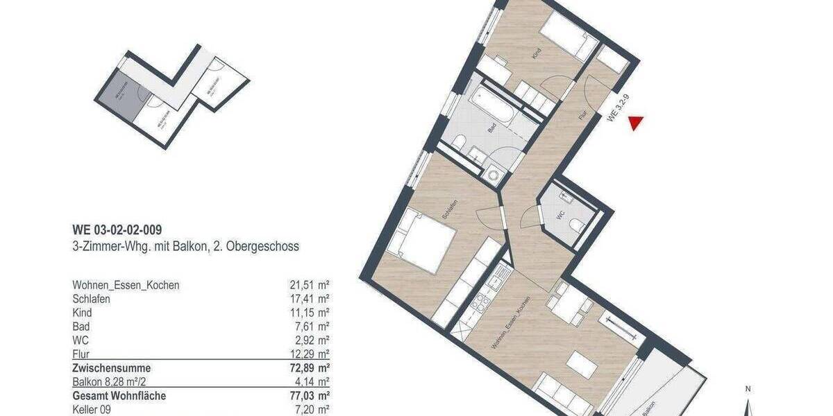 Etagenwohnung Stein - 3 Zimmer, 77 m&sup2;, 1.150&euro; | Angebot:26842273