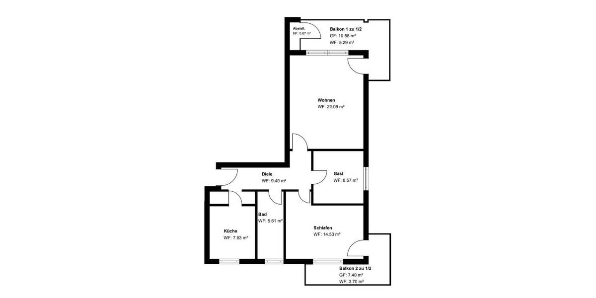 Etagenwohnung Starnberg - 3 Zimmer, 77 m&sup2;, 439.000&euro; | Angebot:26686107
