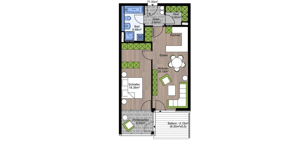 Etagenwohnung Offenbach am Main - 2 Zimmer, 72 m&sup2;, 319.000&euro; | Angebot:25370355