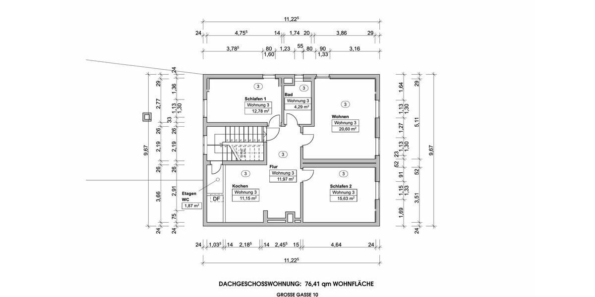 Dachgeschosswohnung 3 zimmer