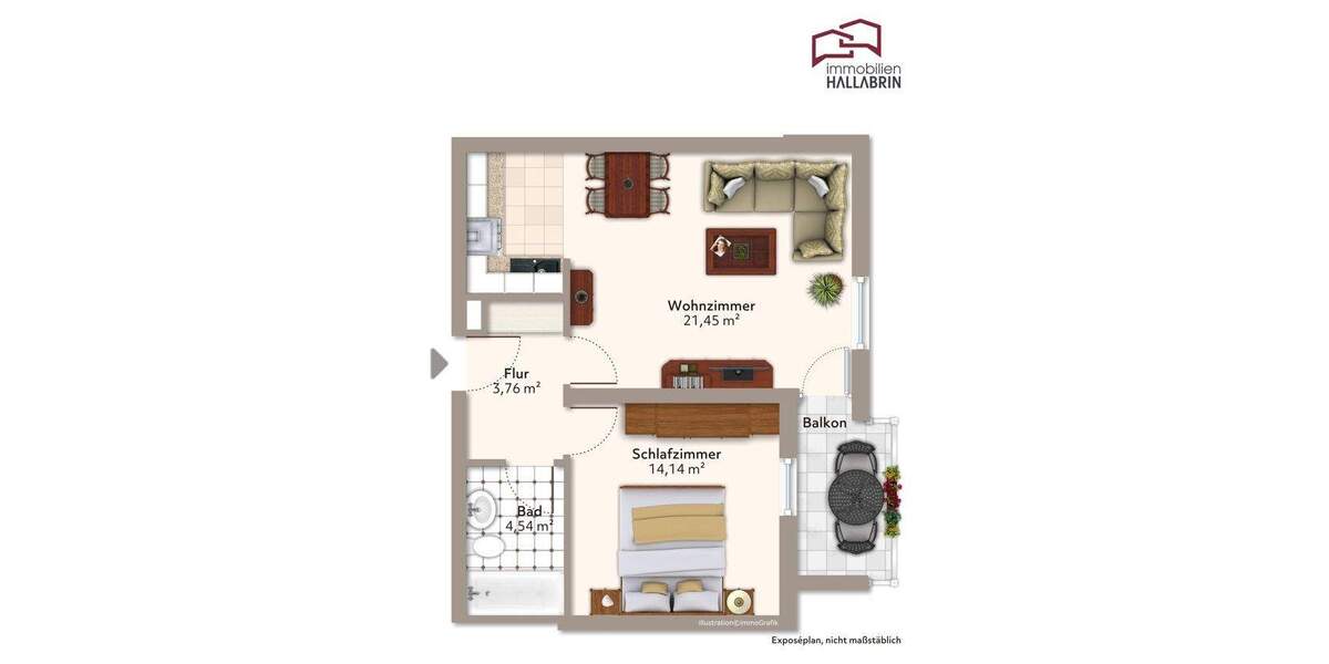 Etagenwohnung Bad Birnbach Asenham - 2 Zimmer, 48 m&sup2;, 550&euro; | Angebot:24712198