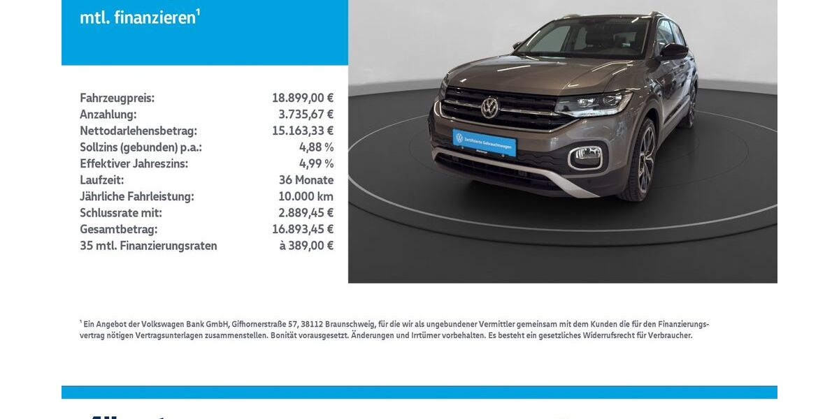 VW T-Cross 58.468 km 18.899 &euro; Nordhausen 99734