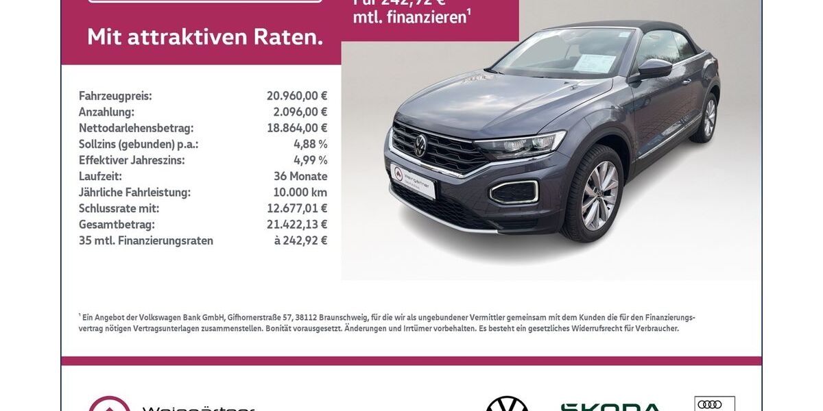 VW T-Roc 39.300 km 20.960 &euro; Miesbach 83714