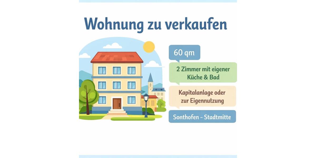 Etagenwohnung Sonthofen - 2 Zimmer, 60 m&sup2;, 230.000&euro; | Angebot:25292483