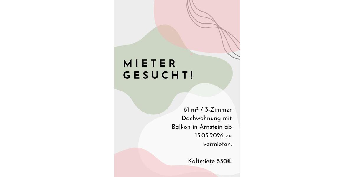 Dachgeschoßwohnung Arnstein - 3 Zimmer, 61 m&sup2;, 780&euro; | Angebot:25326581