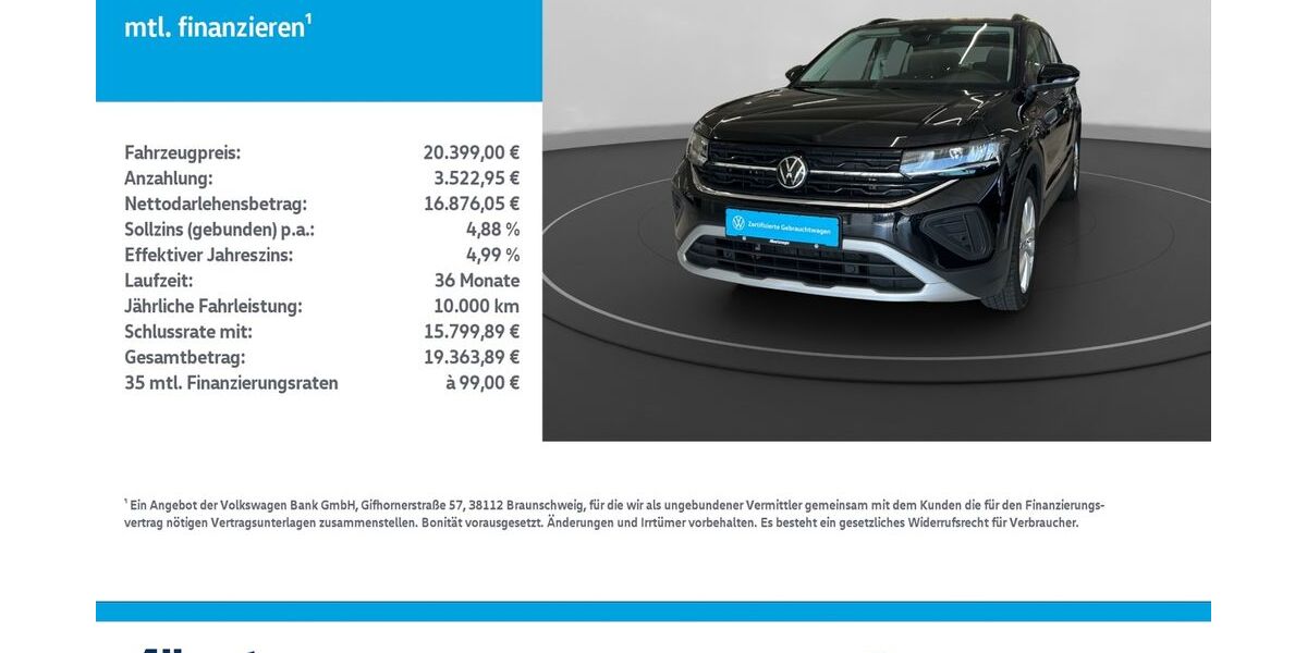 VW T-Cross 21.695 km 20.399 &euro; Nordhausen 99734