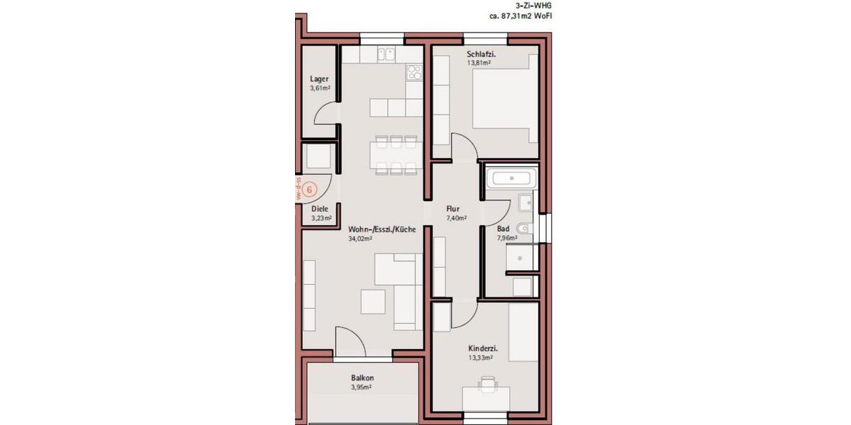 Etagenwohnung Gerolzhofen - 3 Zimmer, 87 m&sup2;, 873&euro; | Angebot:25715400