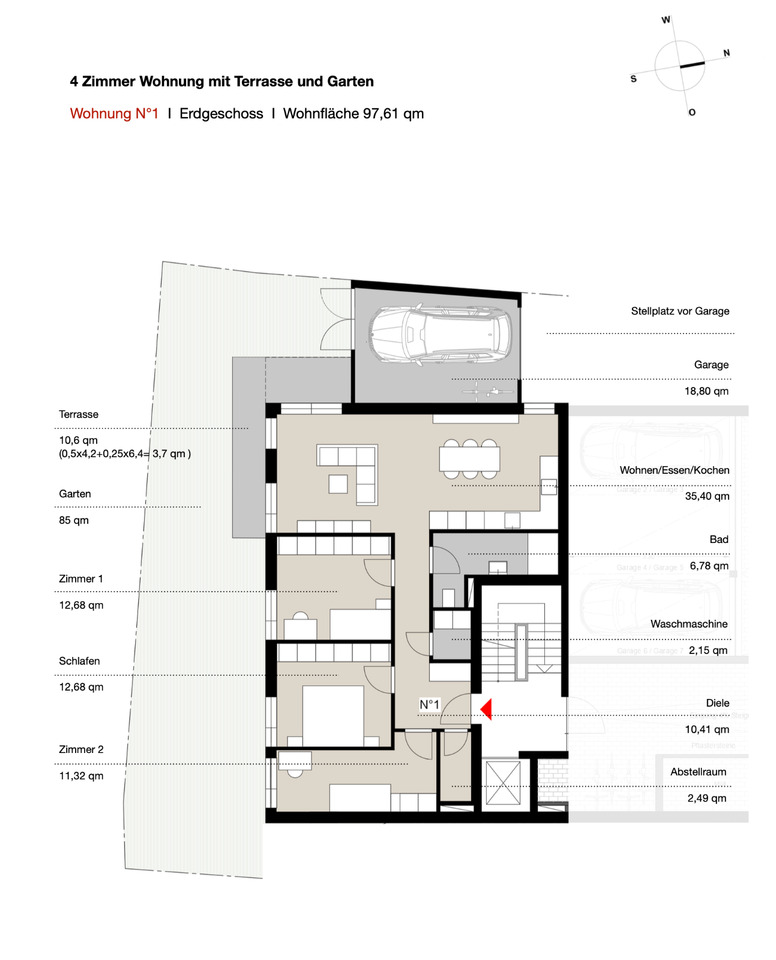 NEUBAU 4-Zimmer-Garten-Wohnung mit Garage
