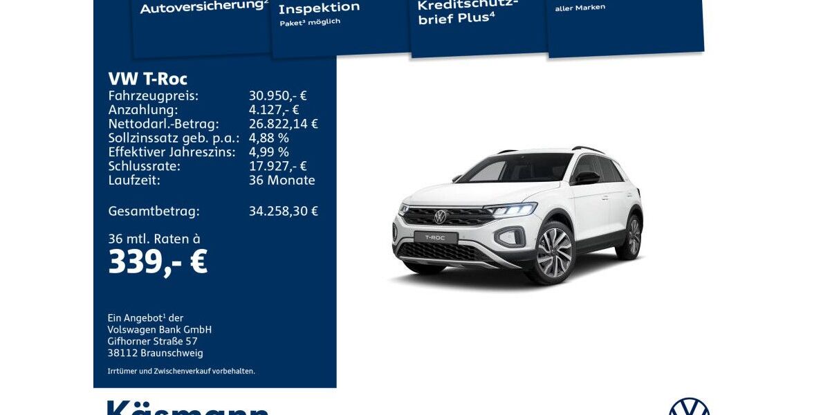 VW T-Roc 14.960 km 30.950 &euro; Mosbach 74821