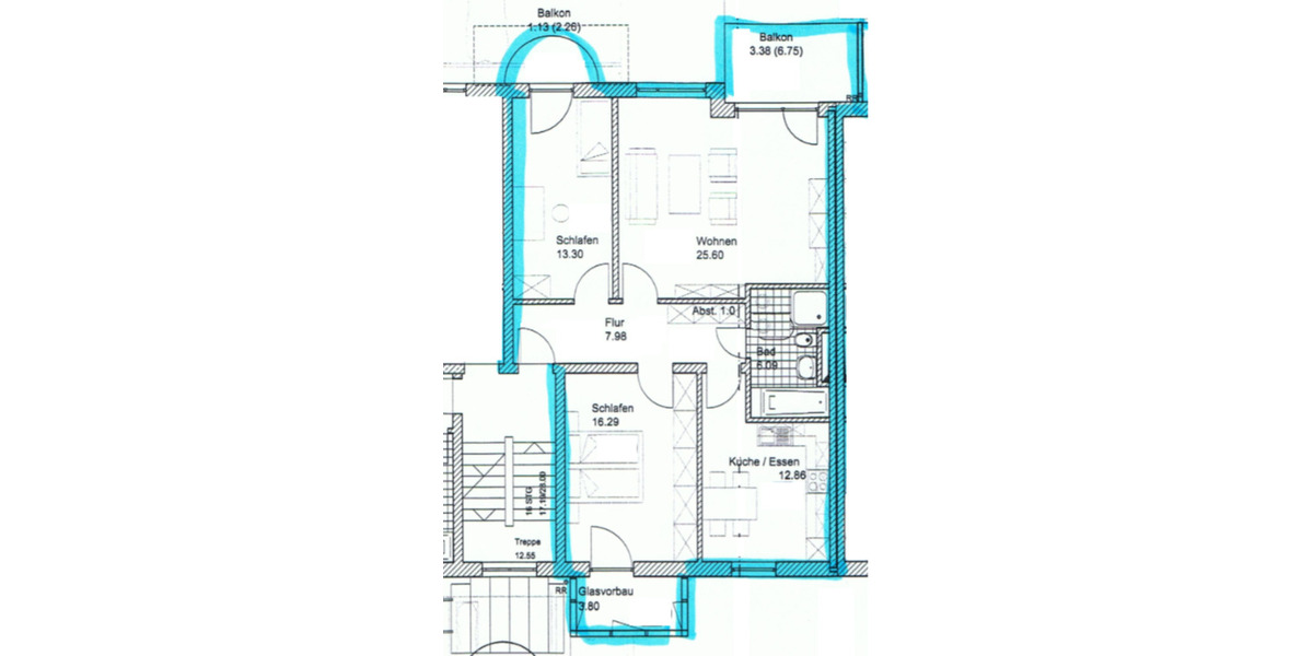 Sonnige 3-Zi-Whg. mit EBK, 2 Balkonen, Wintergarten, von privat 3 zimmer
