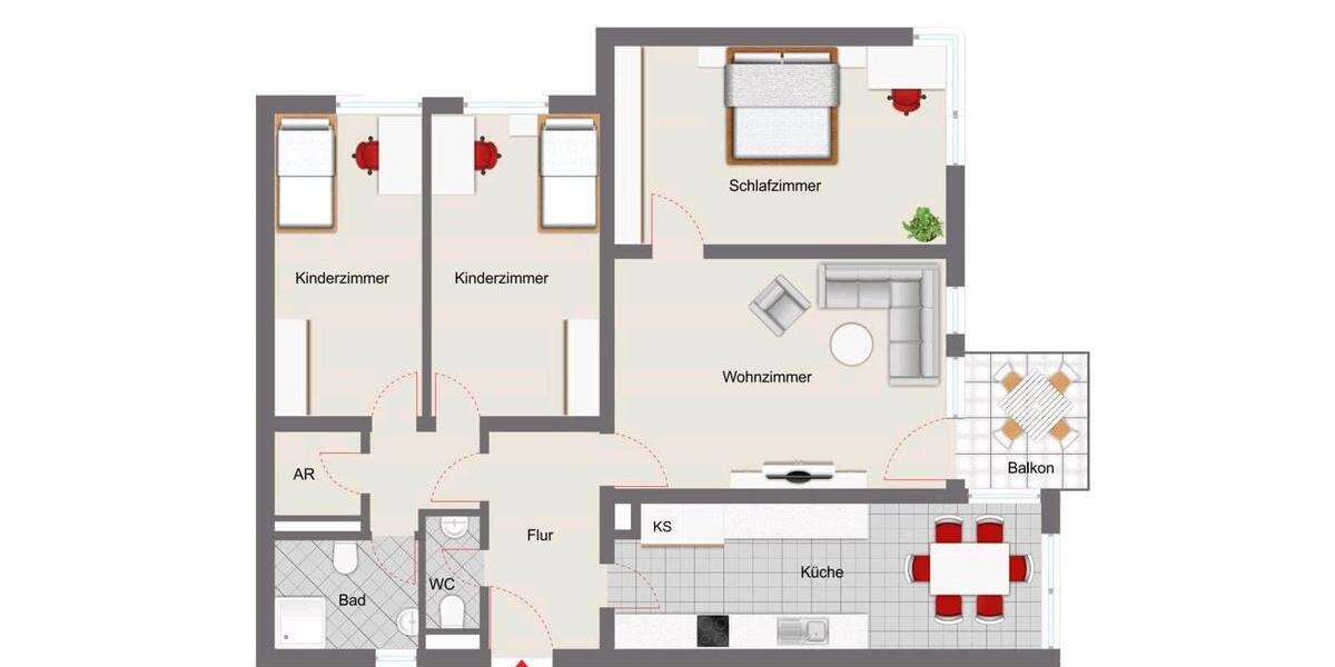 Etagenwohnung Minden Bölhorst - 4 Zimmer, 94 m&sup2;, 760&euro; | Angebot:26261721