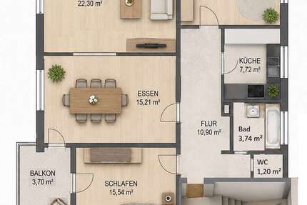 Wohnung Niefern-Öschelbronn Öschelbronn - 3.5 Zimmer, 93 m&sup2;, 325.000&euro; | Angebot:27025261