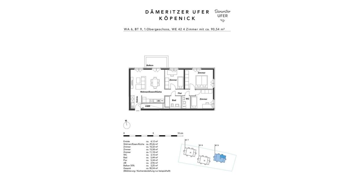 Etagenwohnung Berlin Treptow-Köpenick - 4 Zimmer, 91 m&sup2;, 1.499&euro; | Angebot:26363073