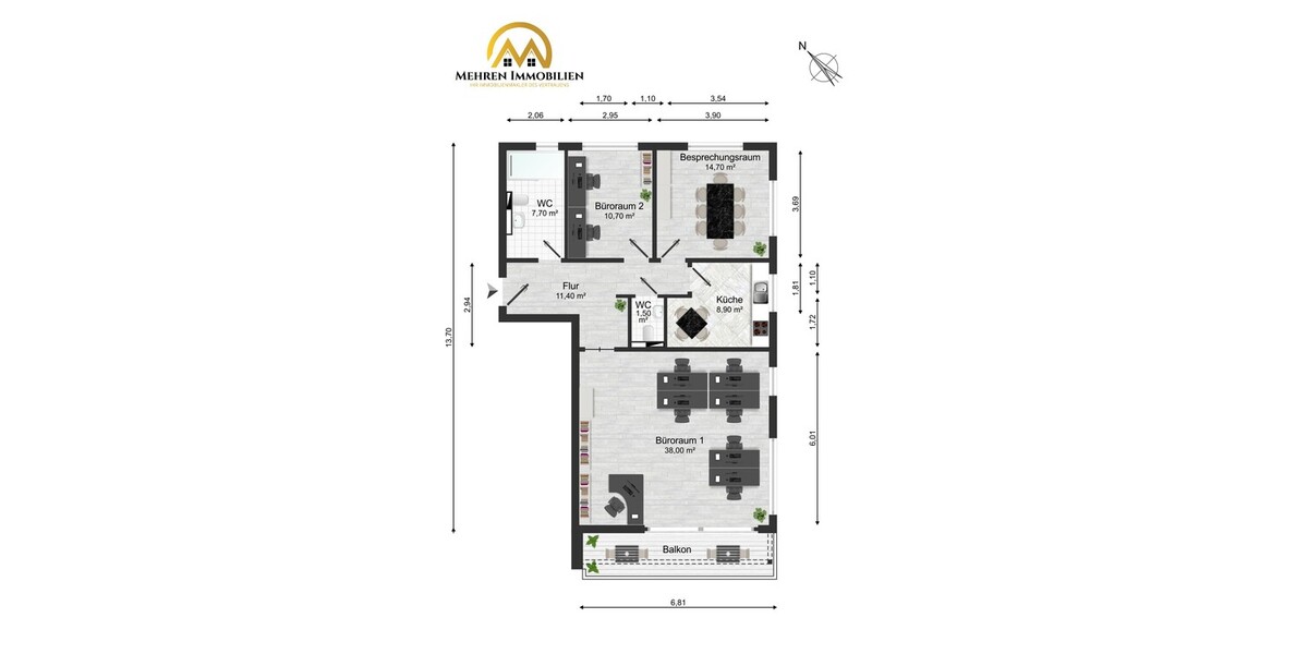 ***Effiziente Neubau-Büroeinheit – 3 Räume, Aufzug & moderne Ausstattung*** - Gewerbeobjekt Hochheim am Main | Angebot:24213502