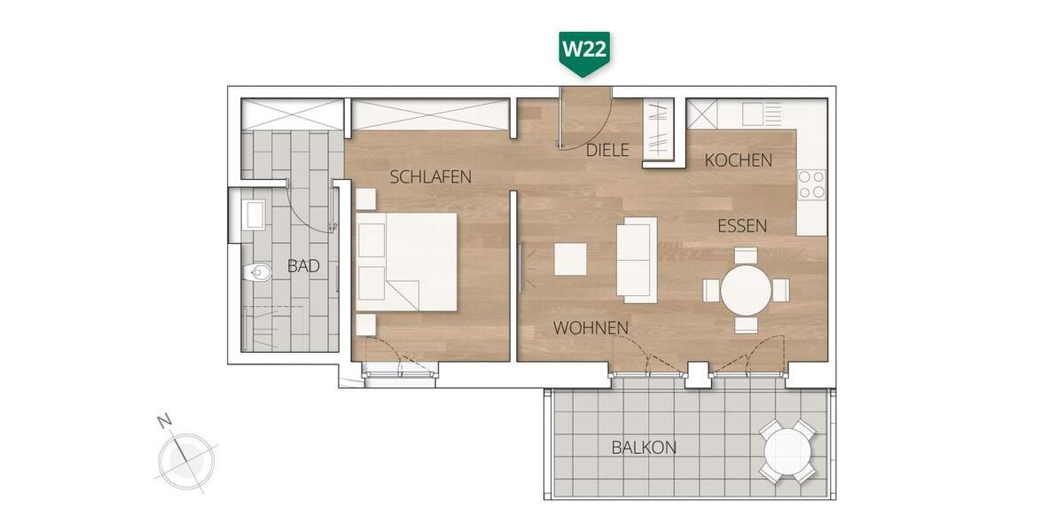 Etagenwohnung Rheinau - 2 Zimmer, 62 m&sup2;, 900&euro; | Angebot:26090168