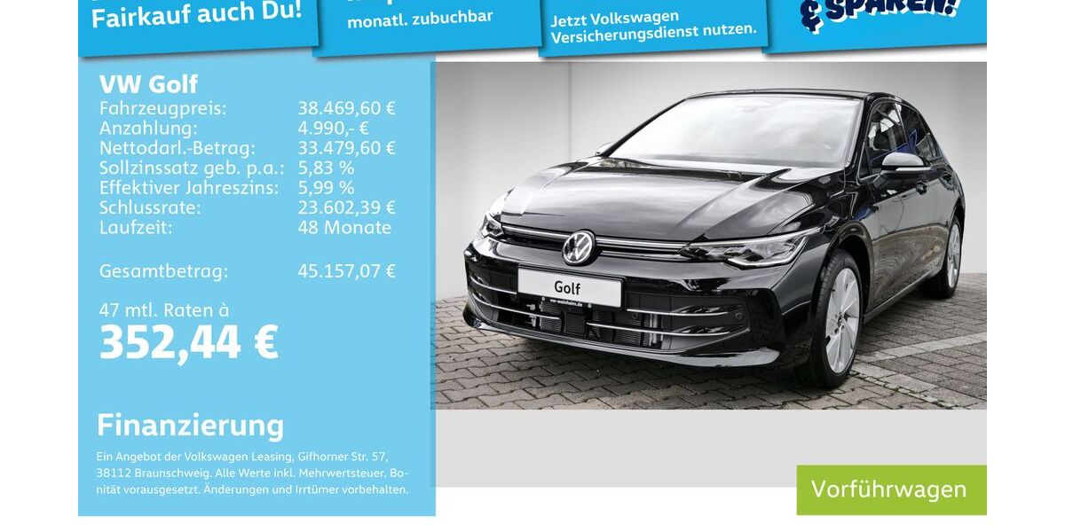 VW Golf 9.900 km 36.490 &euro; Mannheim 68309